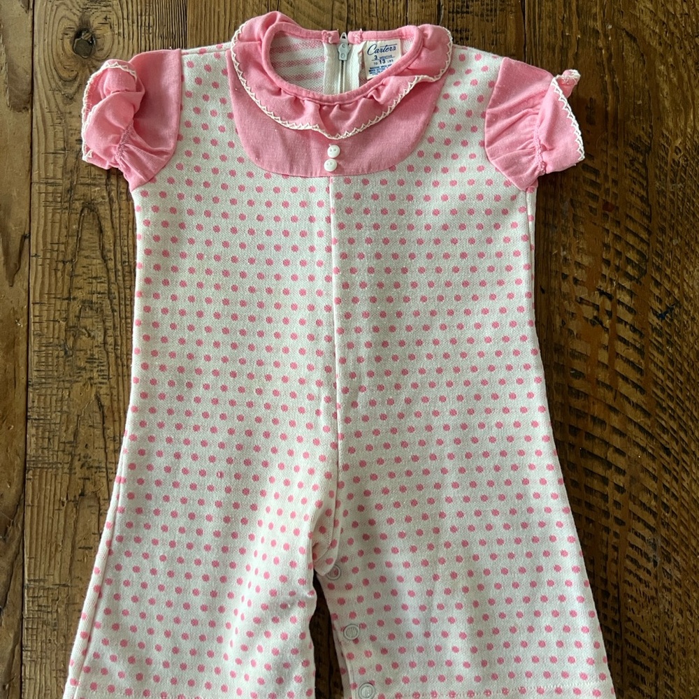 Carter's Pink and White Polka Dot Romper
